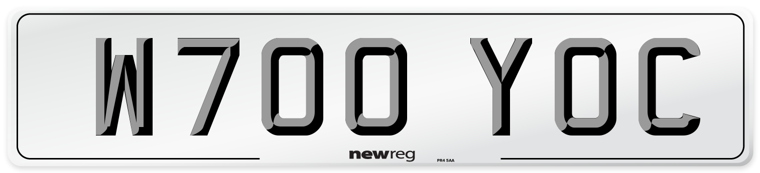 W700 YOC Number Plate from New Reg